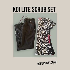 KOI Lite Women's scrub set. Top size XS bottoms size S regular